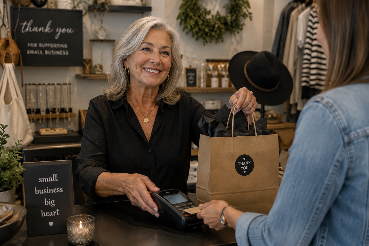 Business owner working with a customer